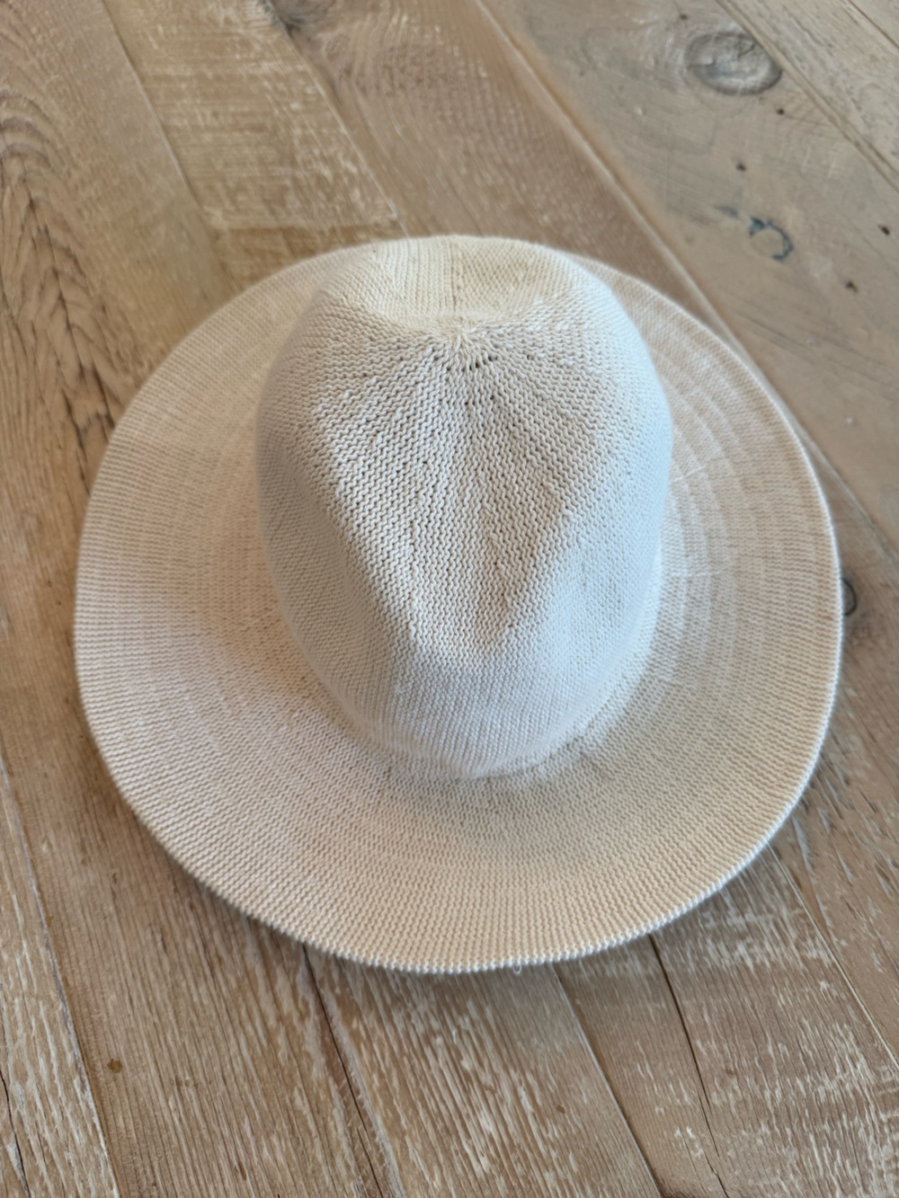 Ecote Wide-Brim Knit Sun Hat in Soft Cream